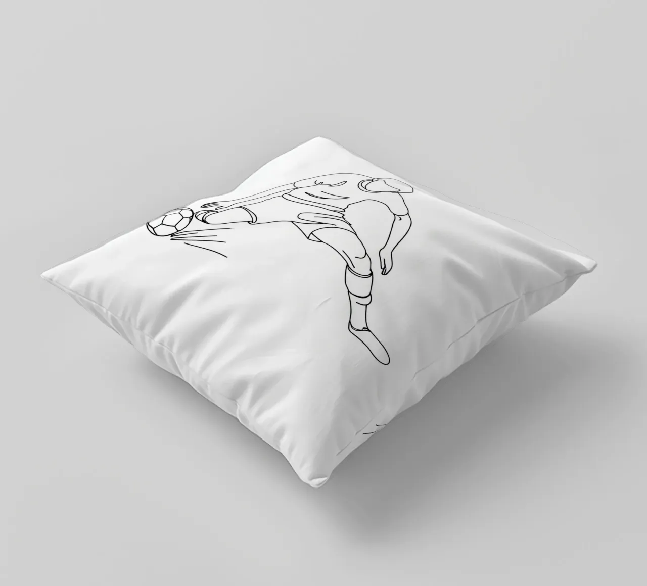Soccer Player Shooting - Minimalist Line Art decorative cushion by Viv Line Art