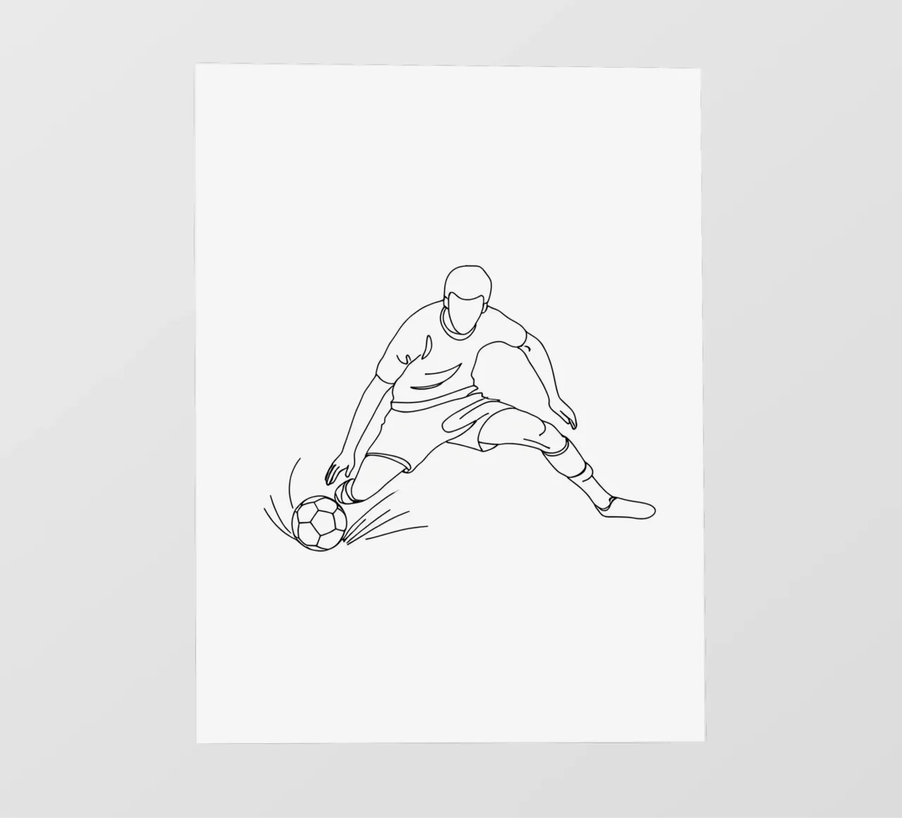 Giocatore di calcio che spara - Line Art minimalista pellicola backlit da Viv Line Art