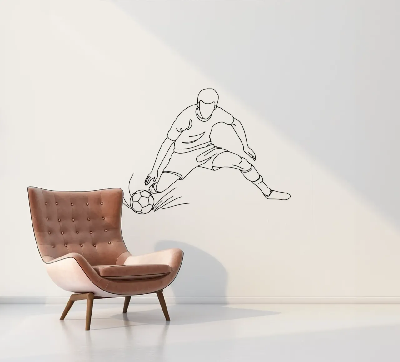 Soccer Player Shooting - Minimalist Line Art photo wallpaper by Viv Line Art