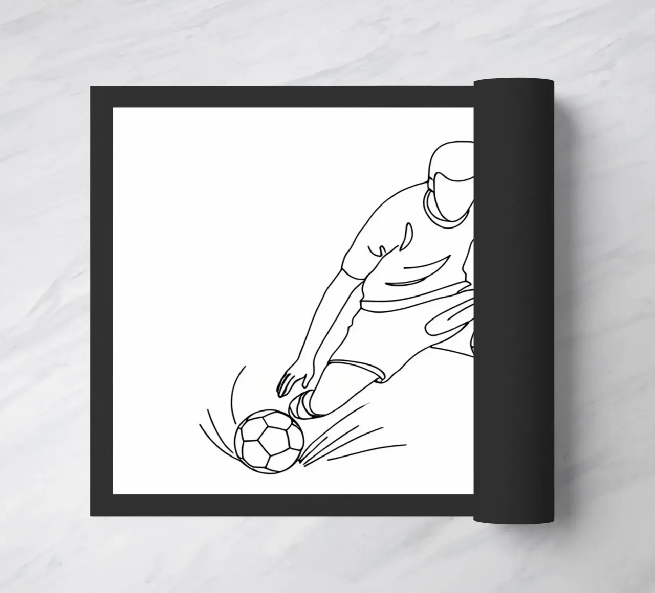 Giocatore di calcio che spara - Line Art minimalista zerbino da Viv Line Art