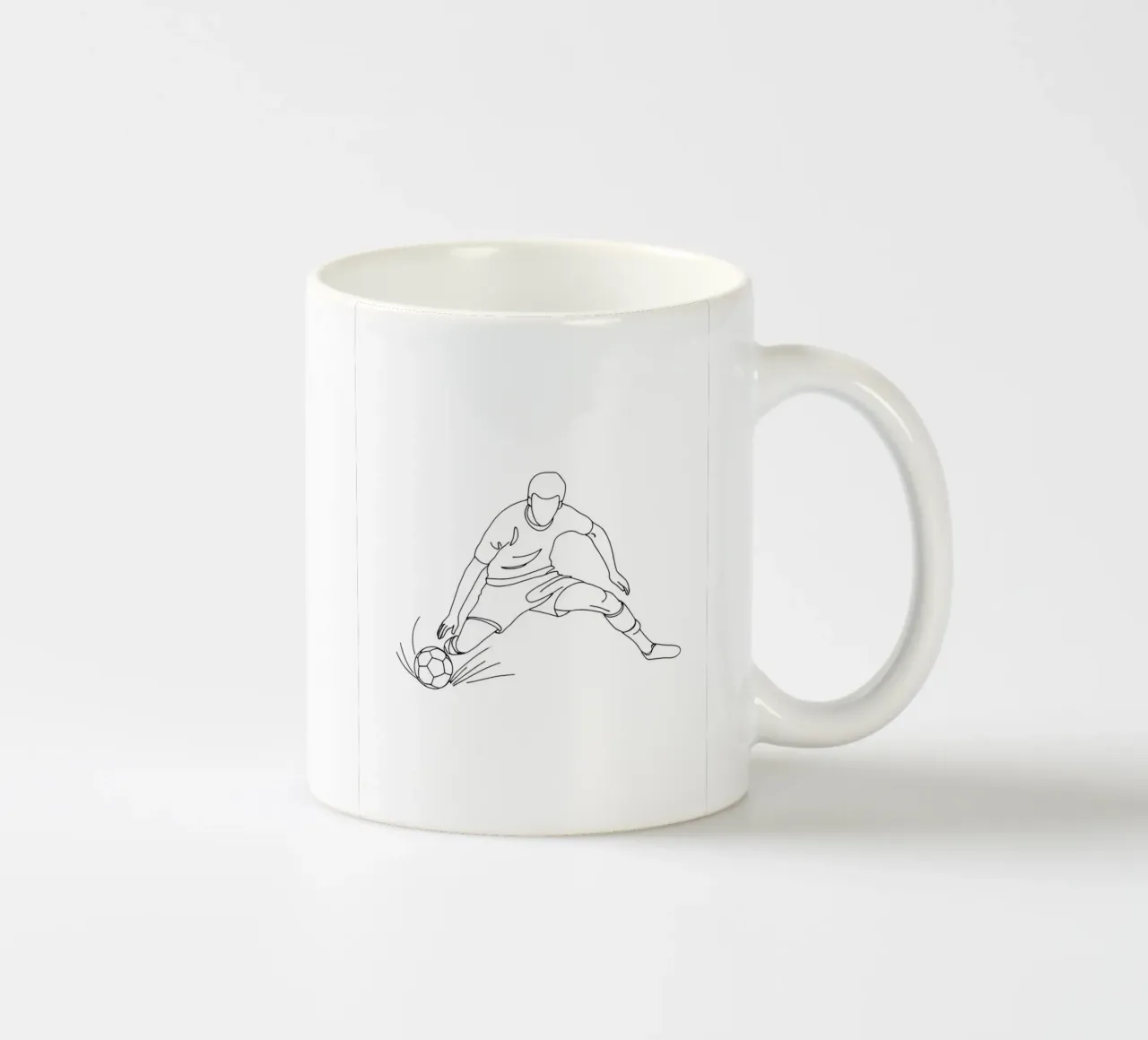 Giocatore di calcio che spara - Line Art minimalista tazza in ceramica da Viv Line Art