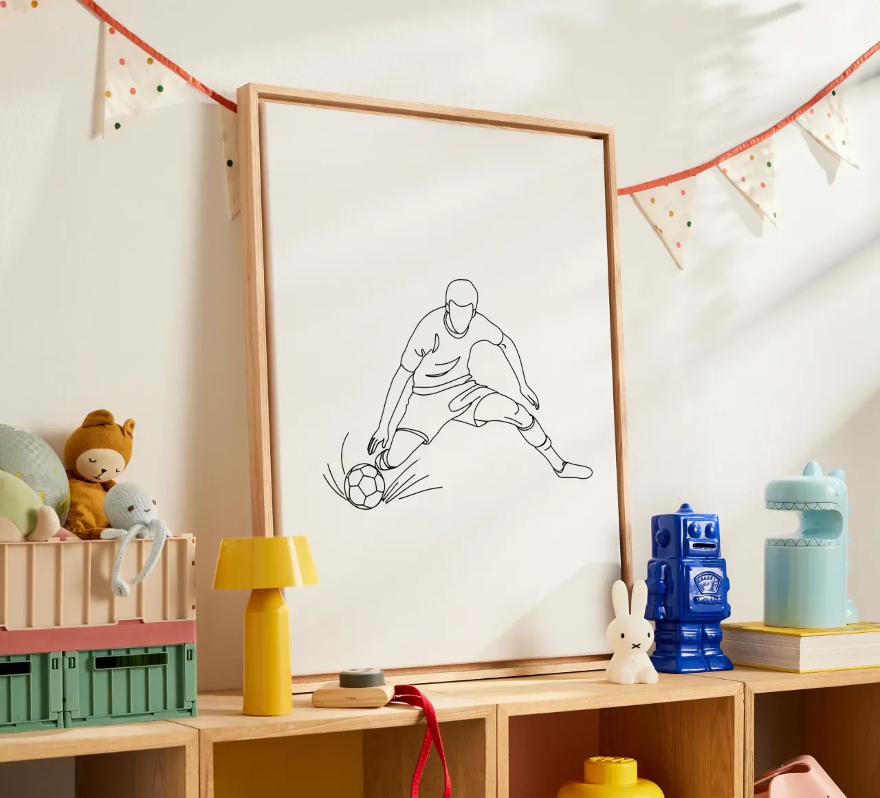 Soccer Player Shooting - Minimalist Line Art canvas by Viv Line Art