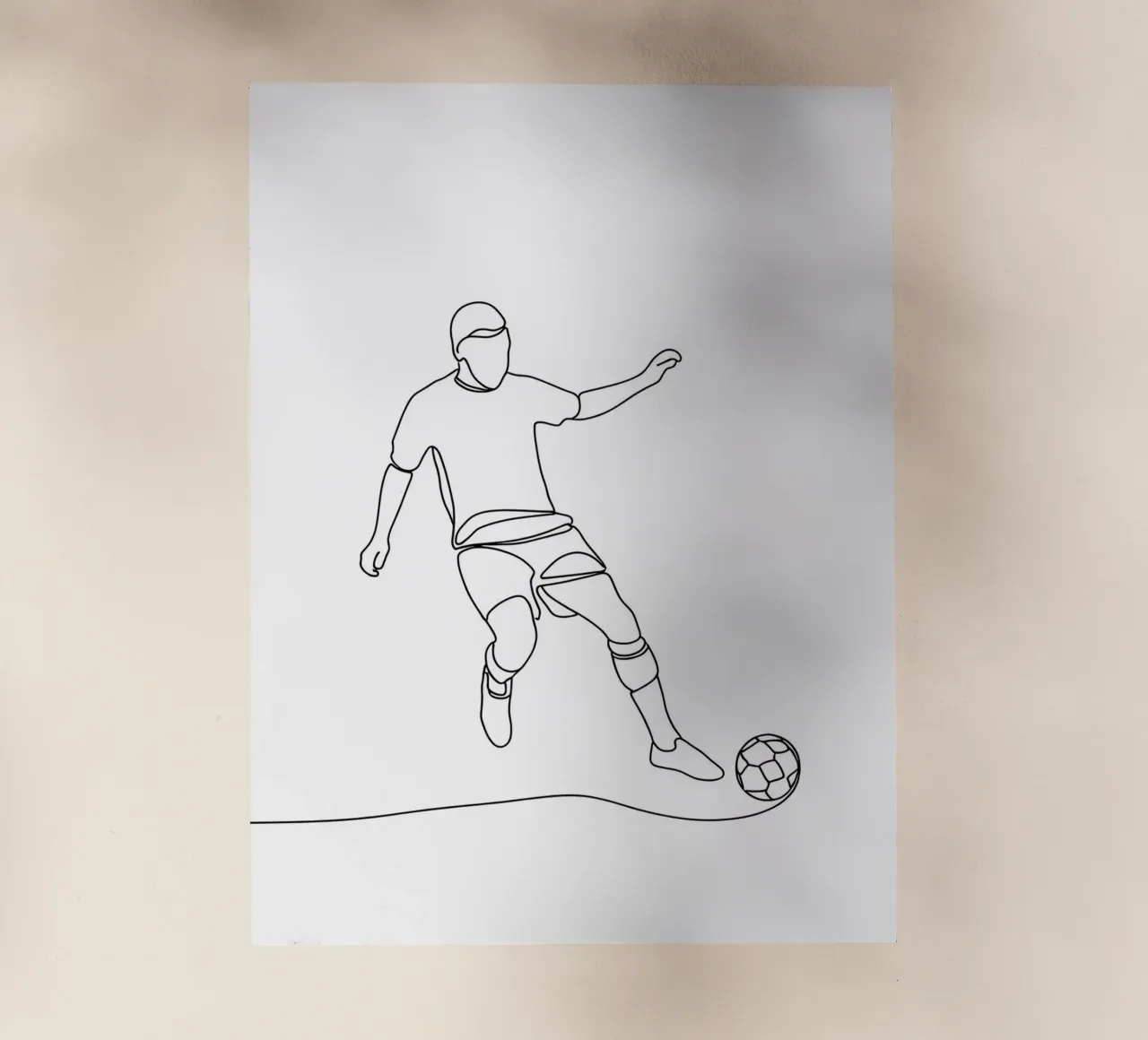 Giocatore di calcio - Line Art minimalista pellicola backlit da Viv Line Art