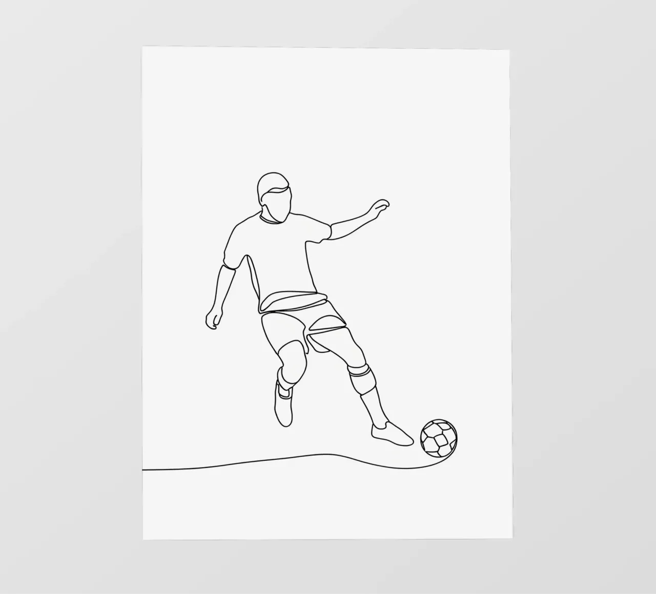 Giocatore di calcio - Line Art minimalista pellicola backlit da Viv Line Art