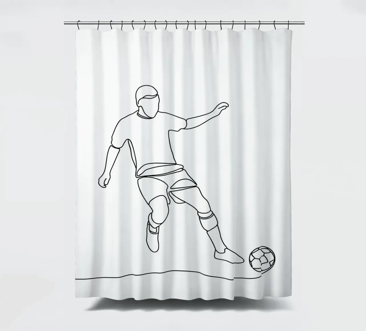 Soccer Player - Minimalist Line Art shower curtain by Viv Line Art