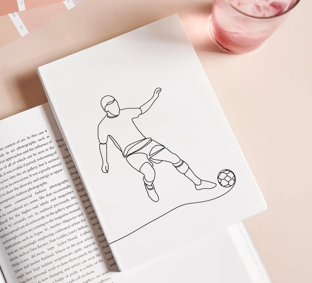 Soccer Player - Minimalist Line Art notebook by Viv Line Art