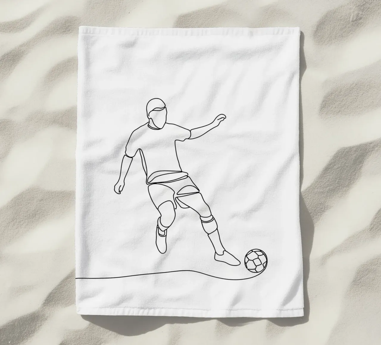 Giocatore di calcio - Line Art minimalista telo mare da Viv Line Art