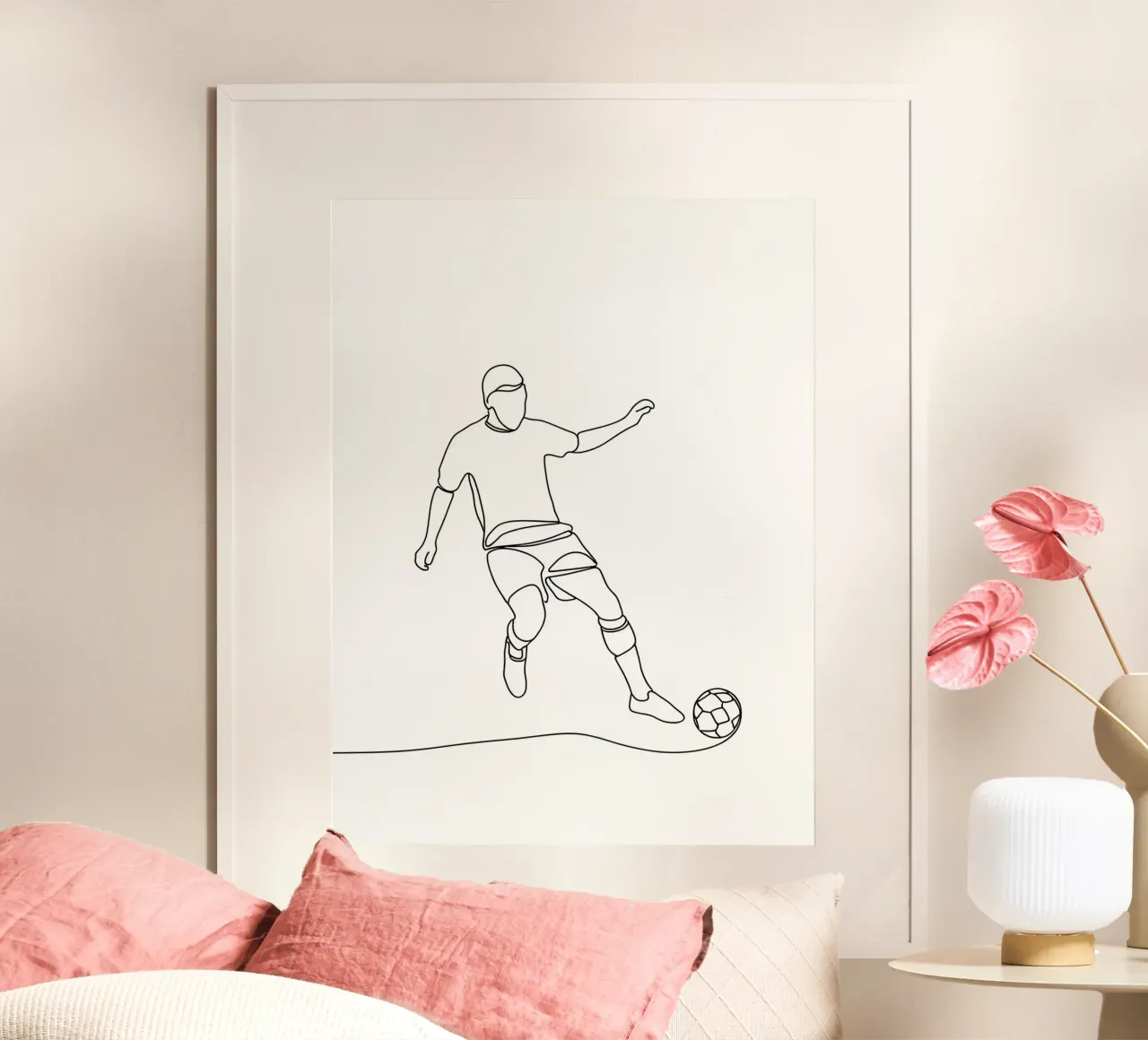 Giocatore di calcio - Line Art minimalista carta hahnemühle da Viv Line Art