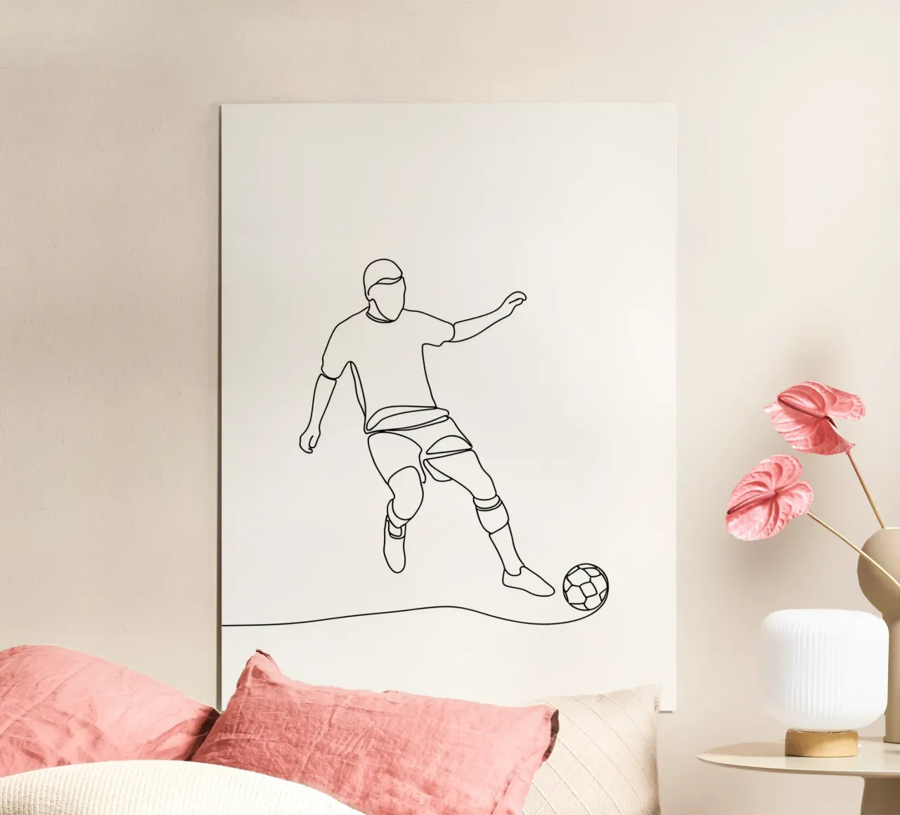Giocatore di calcio - Line Art minimalista carta hahnemühle da Viv Line Art