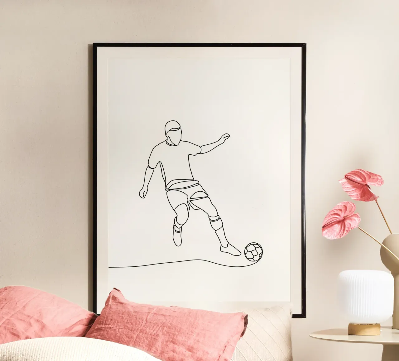 Giocatore di calcio - Line Art minimalista carta hahnemühle da Viv Line Art