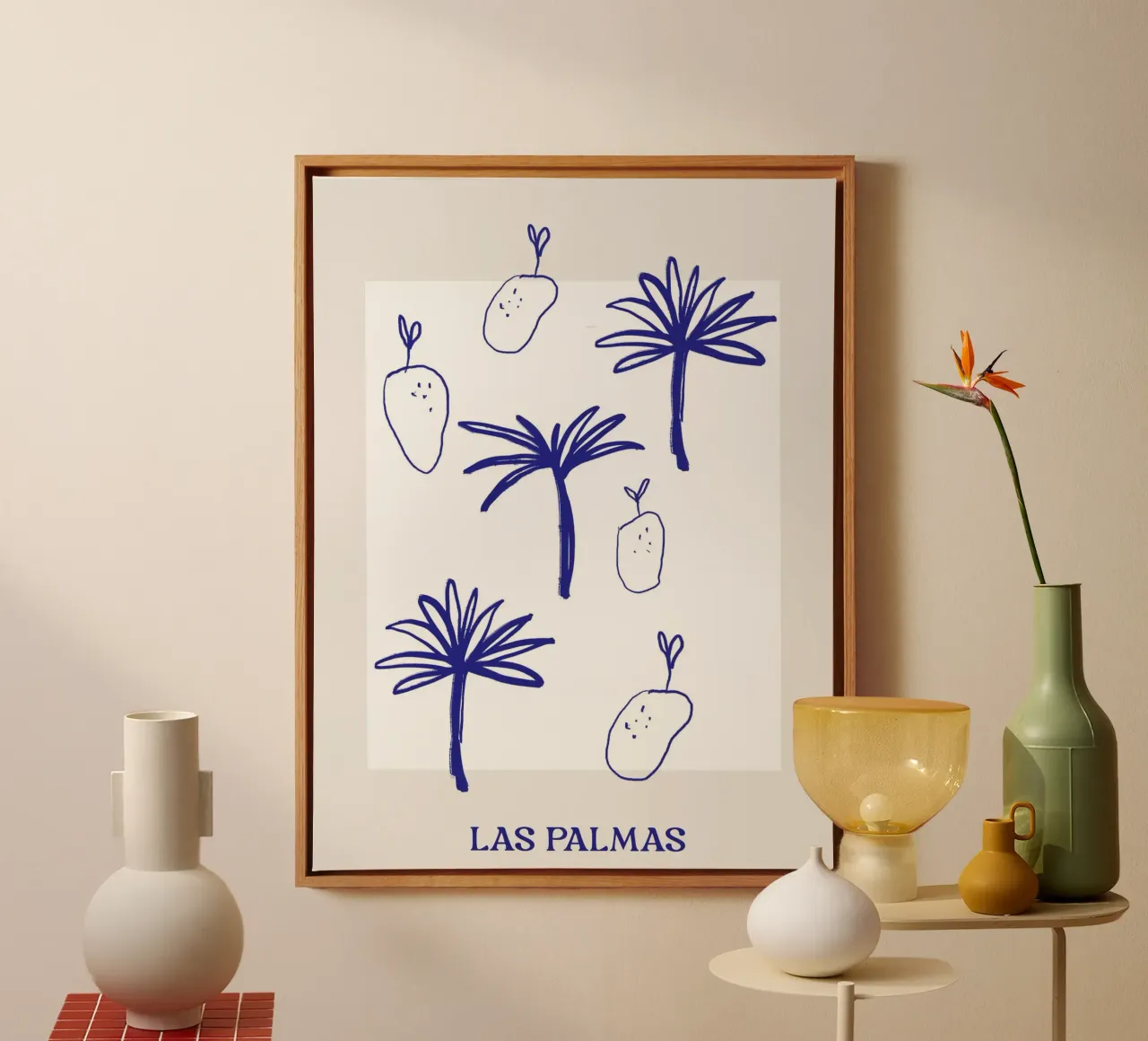 Las Palmas No 02 canvas met Baklijst van treechild