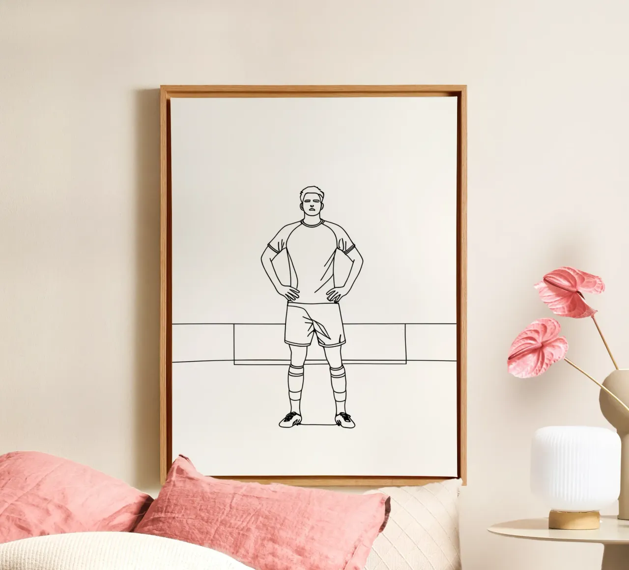 Calcio - Line art minimalista tela con Cornice a cassetta da Viv Line Art