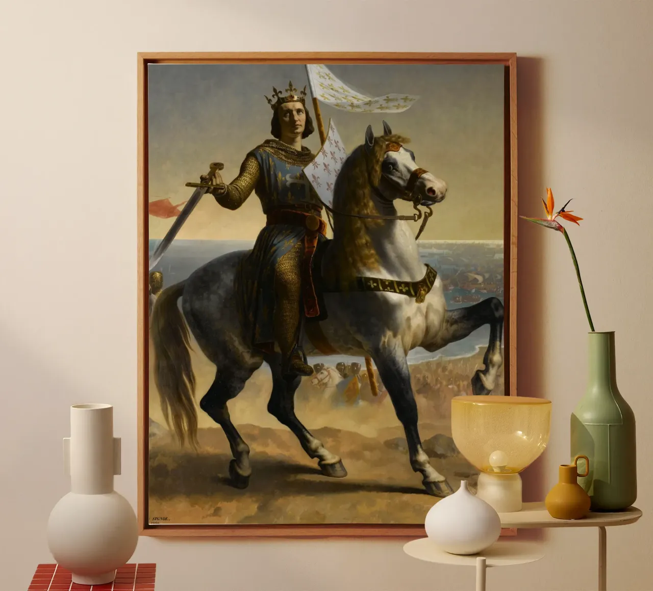 Emile Signol - Lodewijk IX (Saint Louis), koning van Frankrijk (1844) canvas met Baklijst van William Store