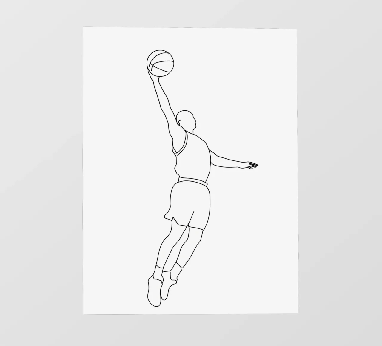 Giocatore di Baketball - Line Art minimalista pellicola backlit da Viv Line Art