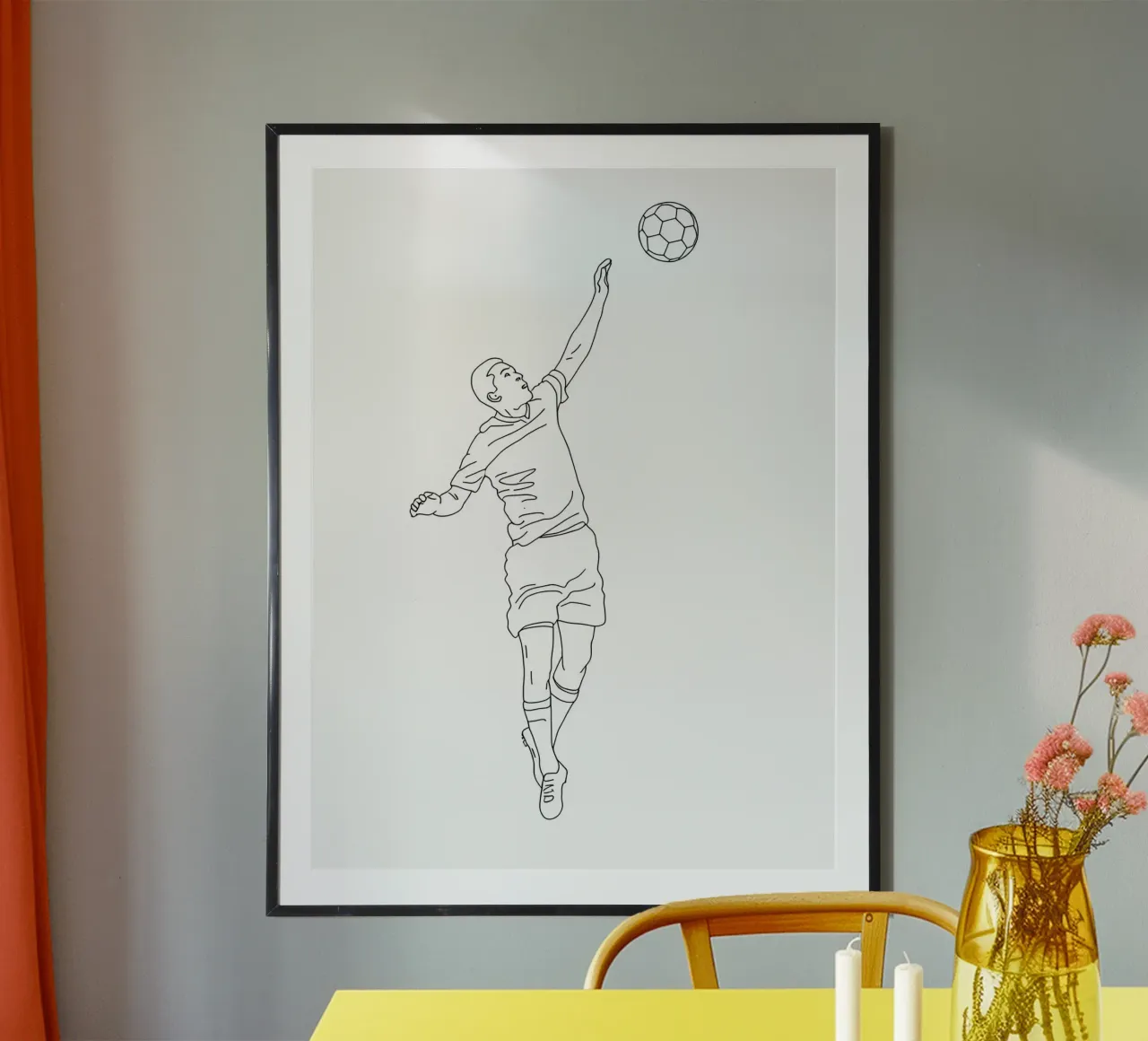 Calcio - Line art minimalista poster con telaio in alluminio da Viv Line Art