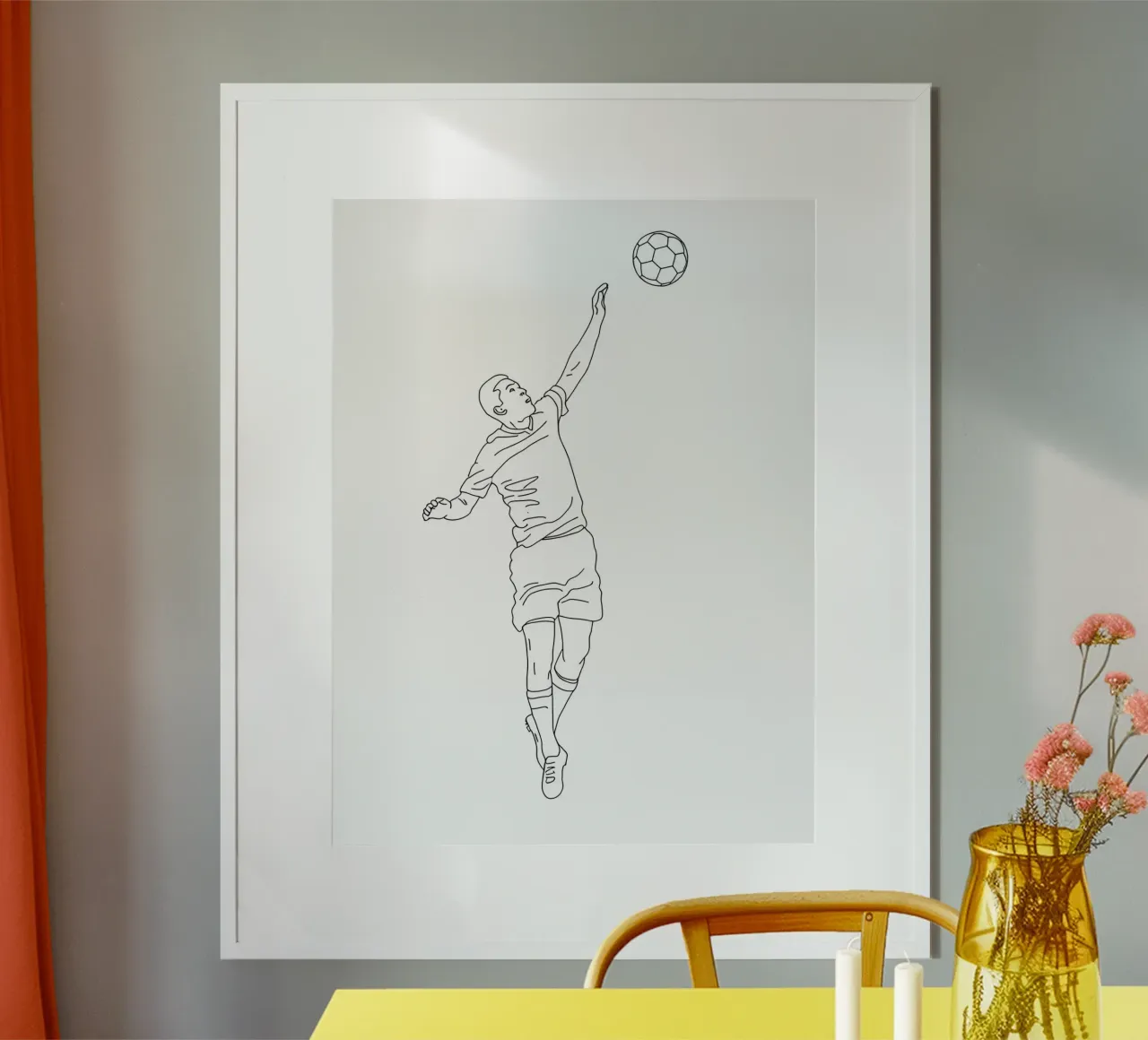 Calcio - Line art minimalista poster con telaio in alluminio da Viv Line Art