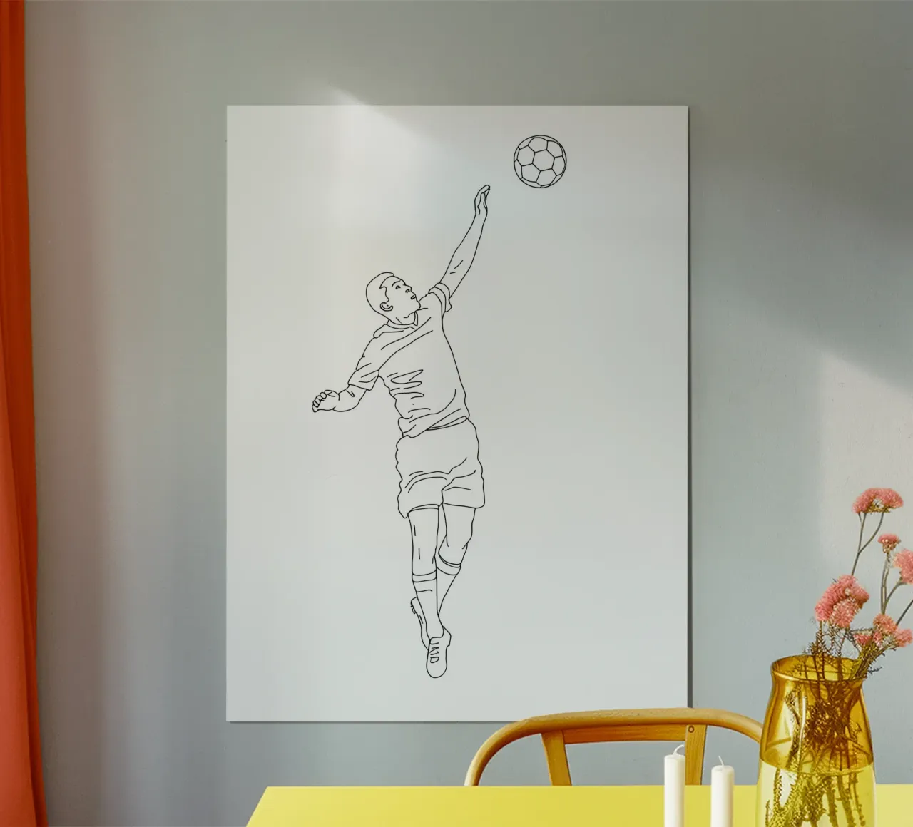 Calcio - Line art minimalista poster con telaio in alluminio da Viv Line Art