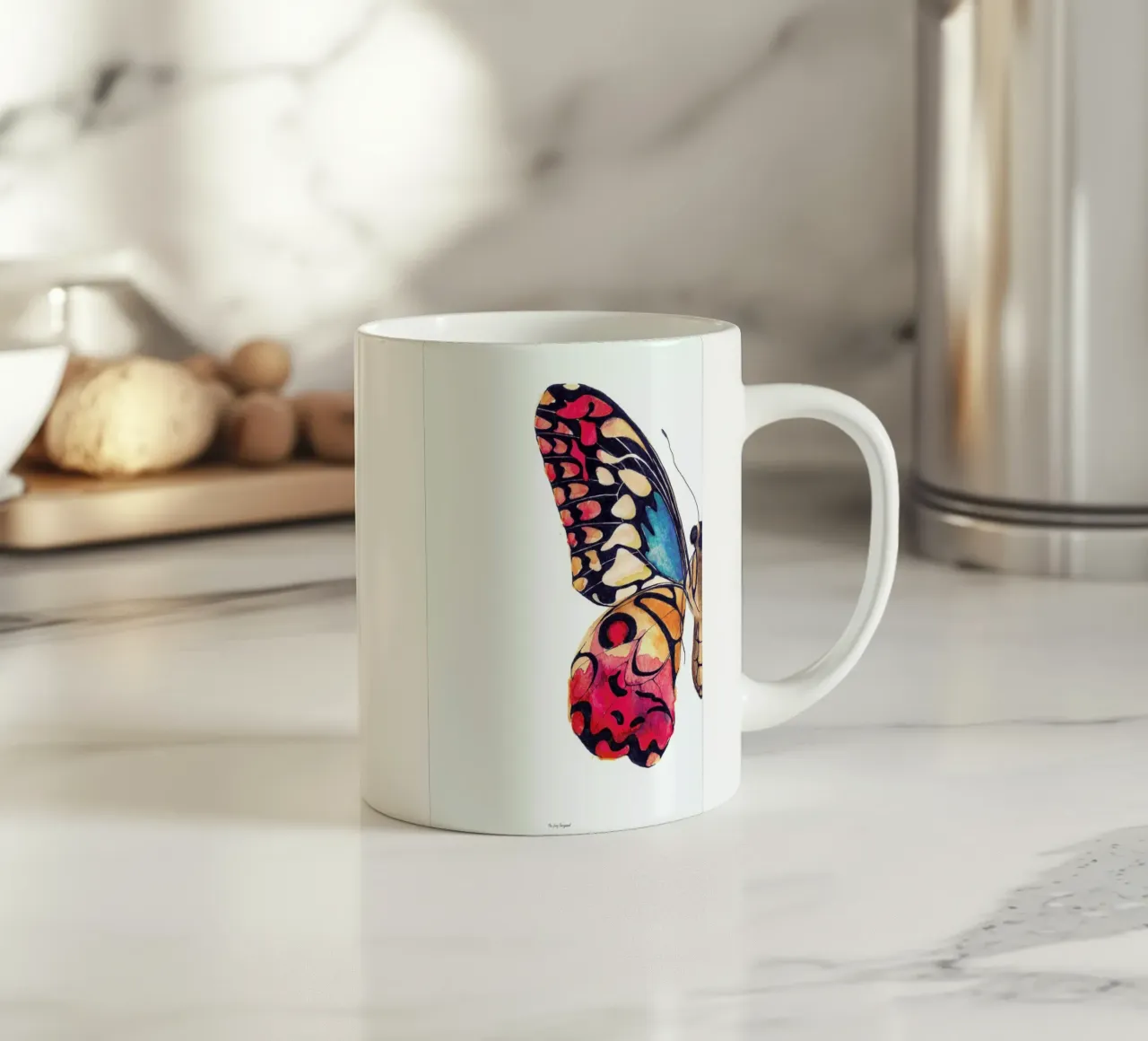 Butterfly Left ceramic mug by Mie Frey Damgaard