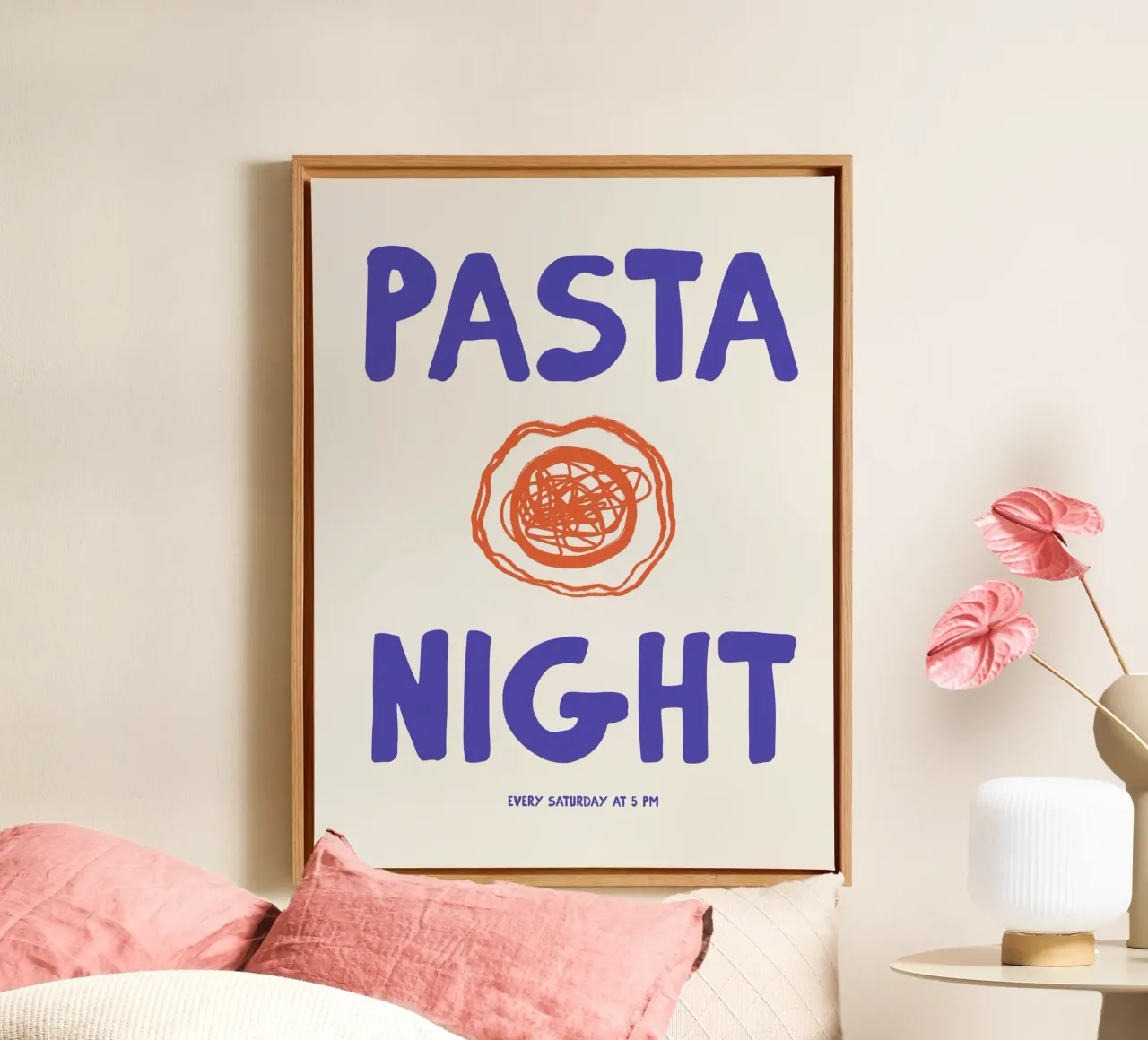 Pasta Night No 01 tela con Cornice a cassetta da treechild