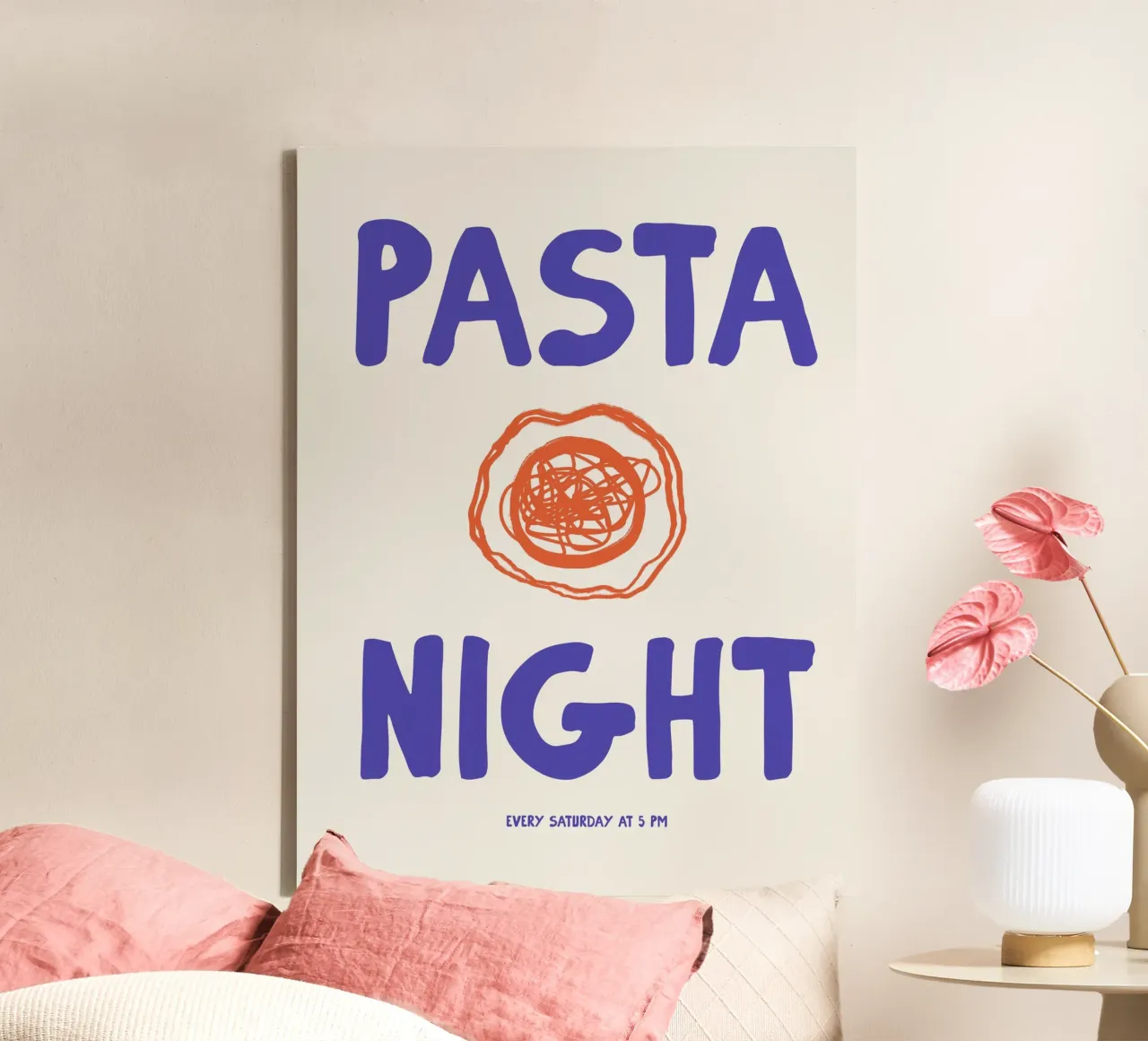 Pasta Night No 01 tela con Cornice a cassetta da treechild