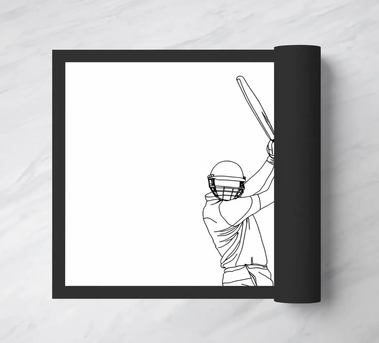 Battitore di cricket - Line Art minimalista zerbino da Viv Line Art