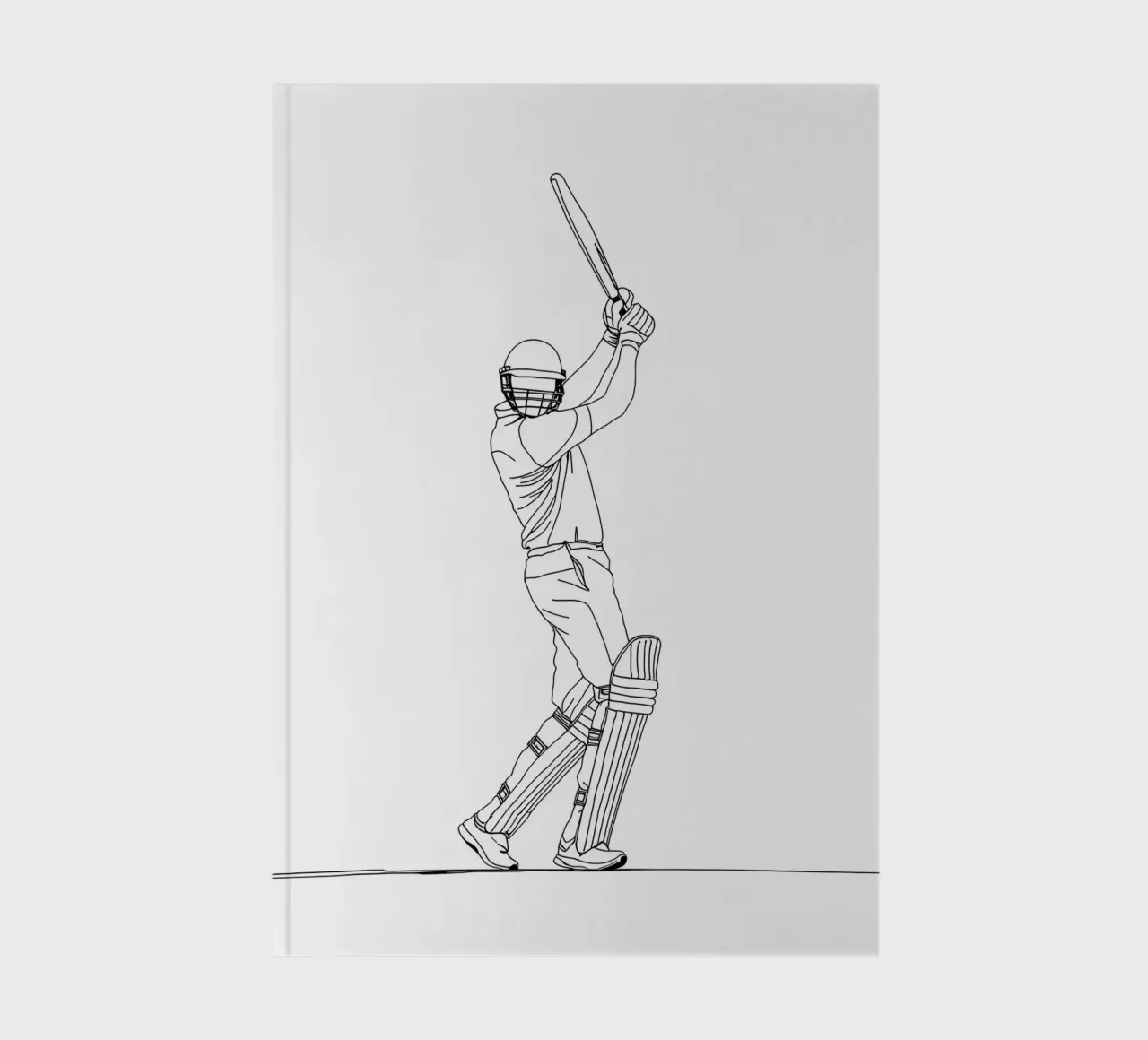 Cricket Batsman - Minimalist Line Art notebook by Viv Line Art