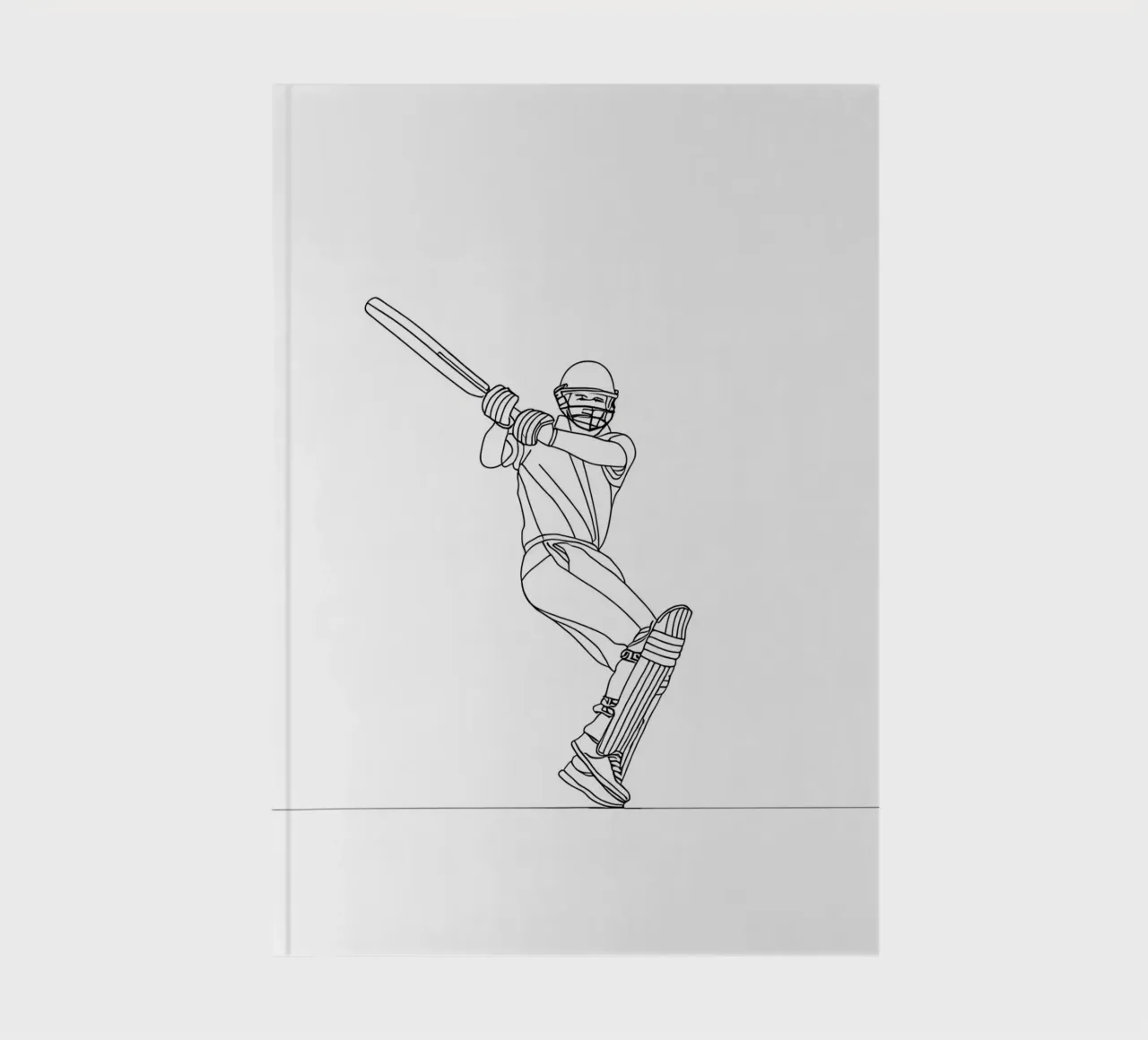 Cricket Batsman - Minimalist Line Art notebook by Viv Line Art