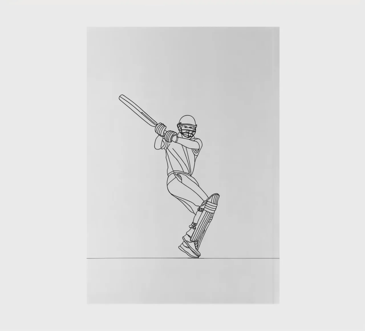 Cricket Batsman - Minimalist Line Art notebook by Viv Line Art