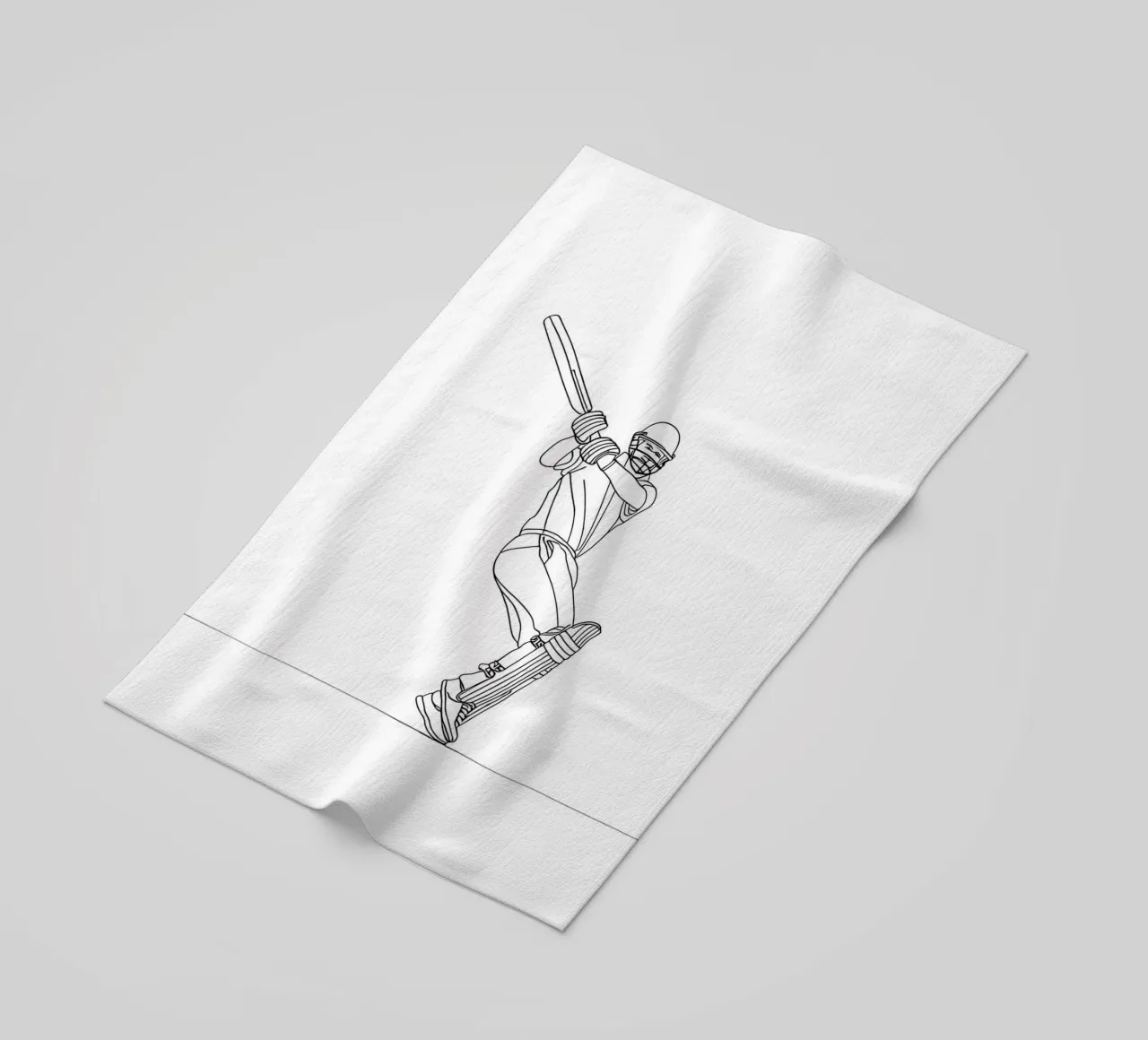 Battitore di cricket - Line Art minimalista telo mare da Viv Line Art