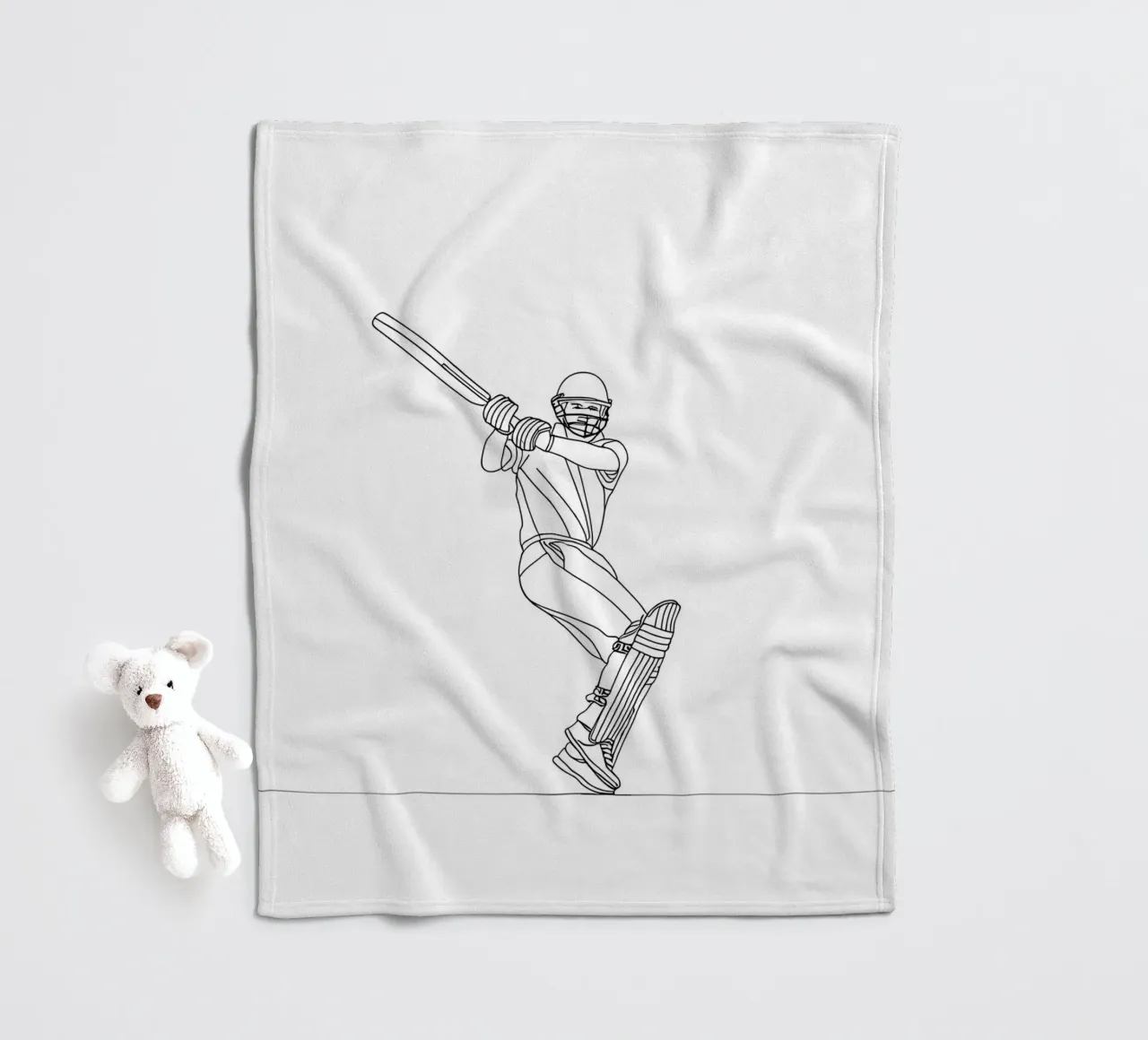 Battitore di cricket - Line Art minimalista coperta in pile da Viv Line Art