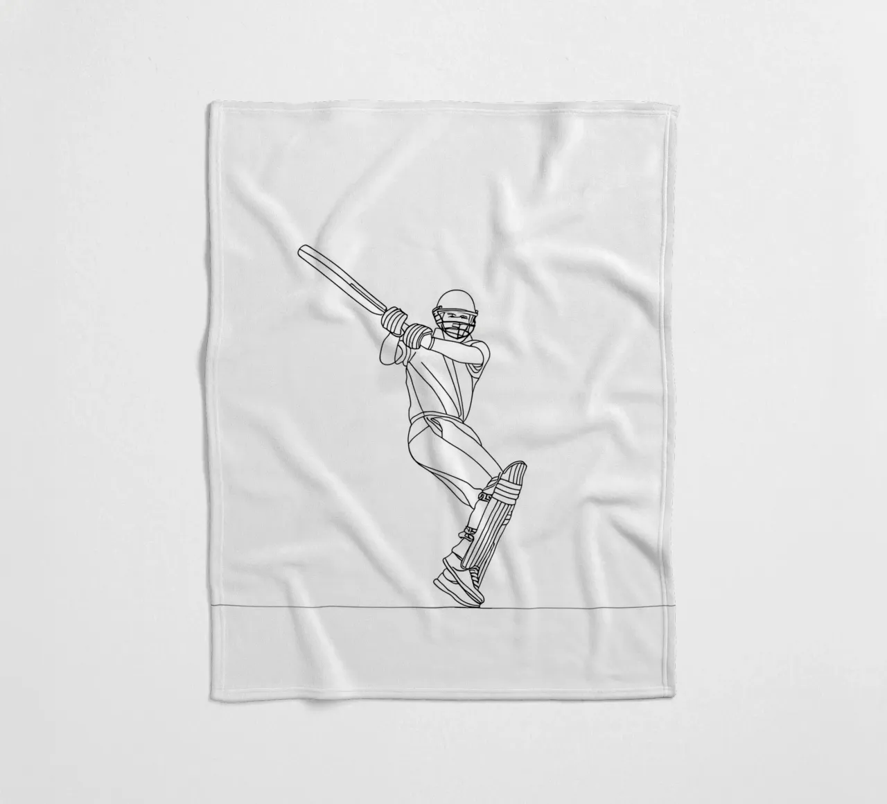 Battitore di cricket - Line Art minimalista coperta in pile da Viv Line Art