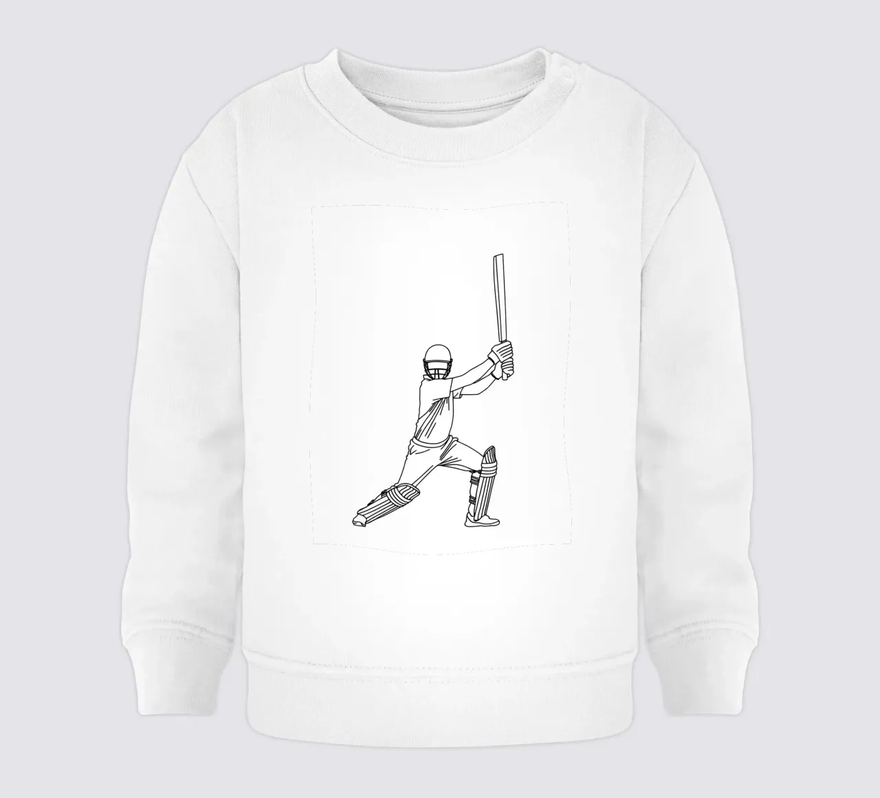 Battitore di cricket - Line Art minimalista felpa neonato da Viv Line Art