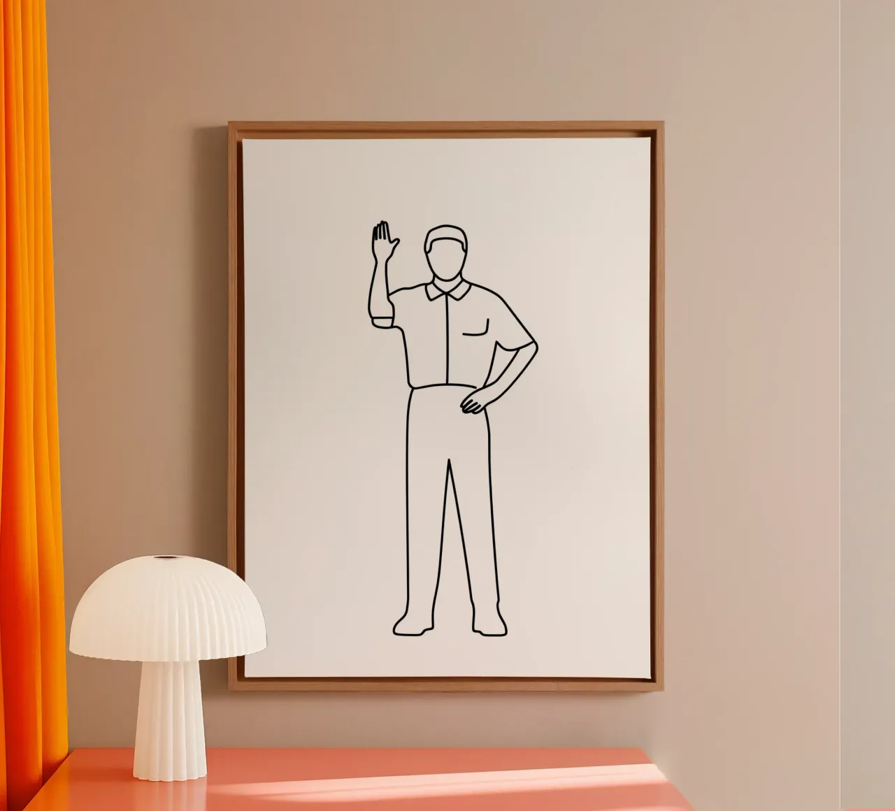 Arbitro - Line art minimalista tela con Cornice a cassetta da Viv Line Art