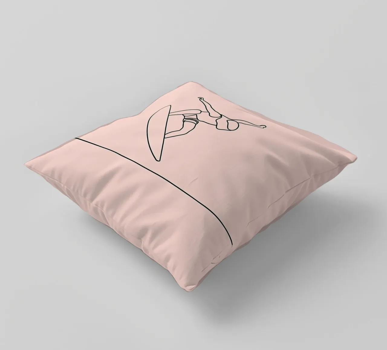 Surfer - Minimalist Line Art decorative cushion by Viv Line Art