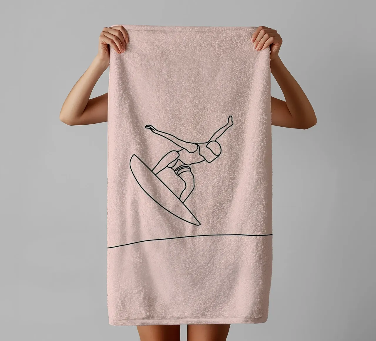 Surfer - Minimalist Line Art towel by Viv Line Art