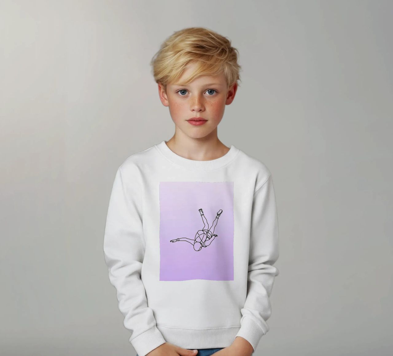 Skydiver - Line art minimalista felpa bambino da Viv Line Art