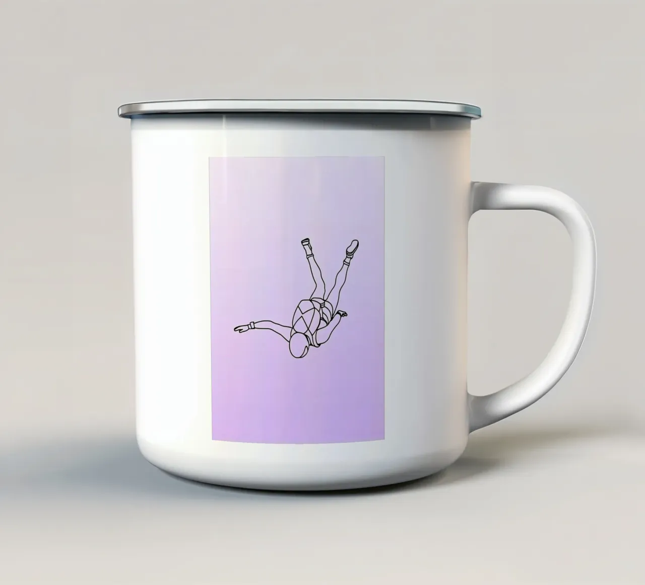 Skydiver - Minimalist Line Art enamel mug by Viv Line Art