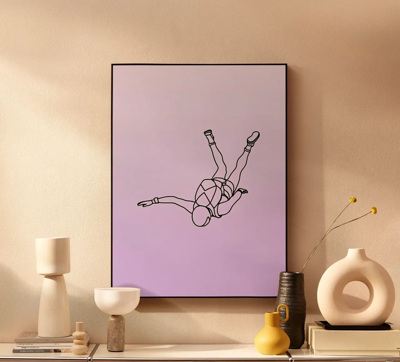 Skydiver - Line art minimalista plexiglass da Viv Line Art