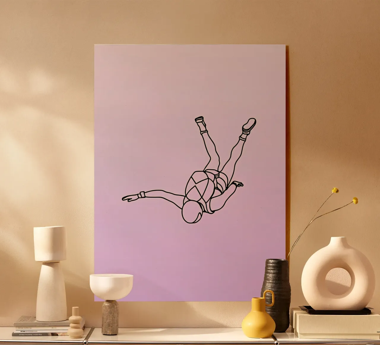 Skydiver - Line art minimalista plexiglass da Viv Line Art
