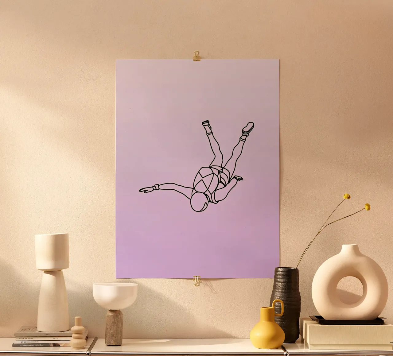 Skydiver - Line art minimalista poster da Viv Line Art