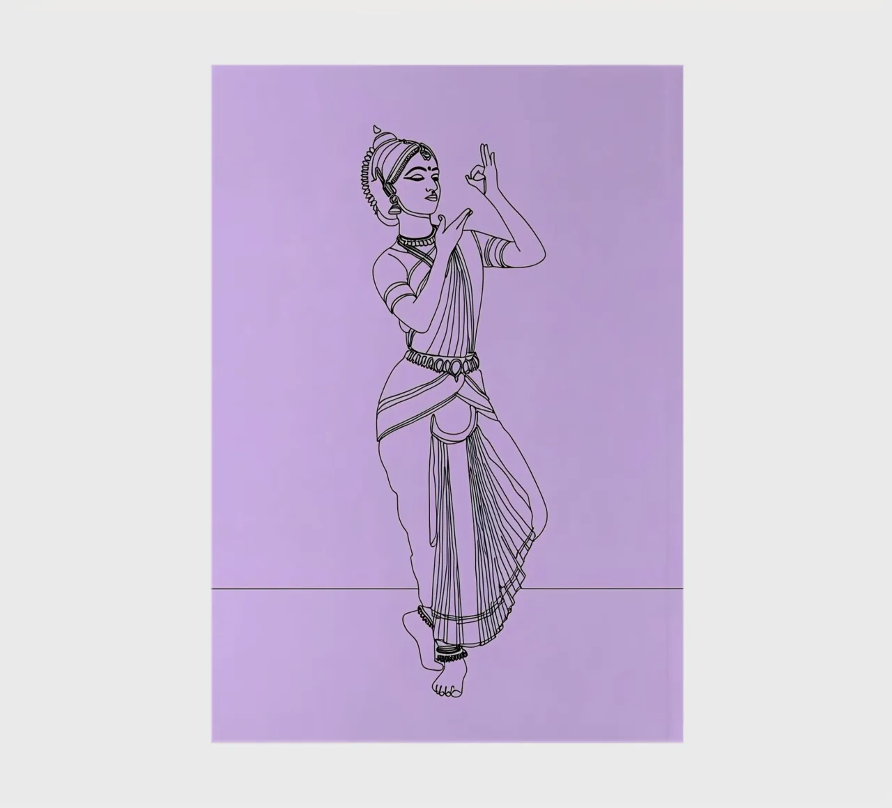 Indian CLassical Dancer - Minimalist Line Art notebook by Viv Line Art