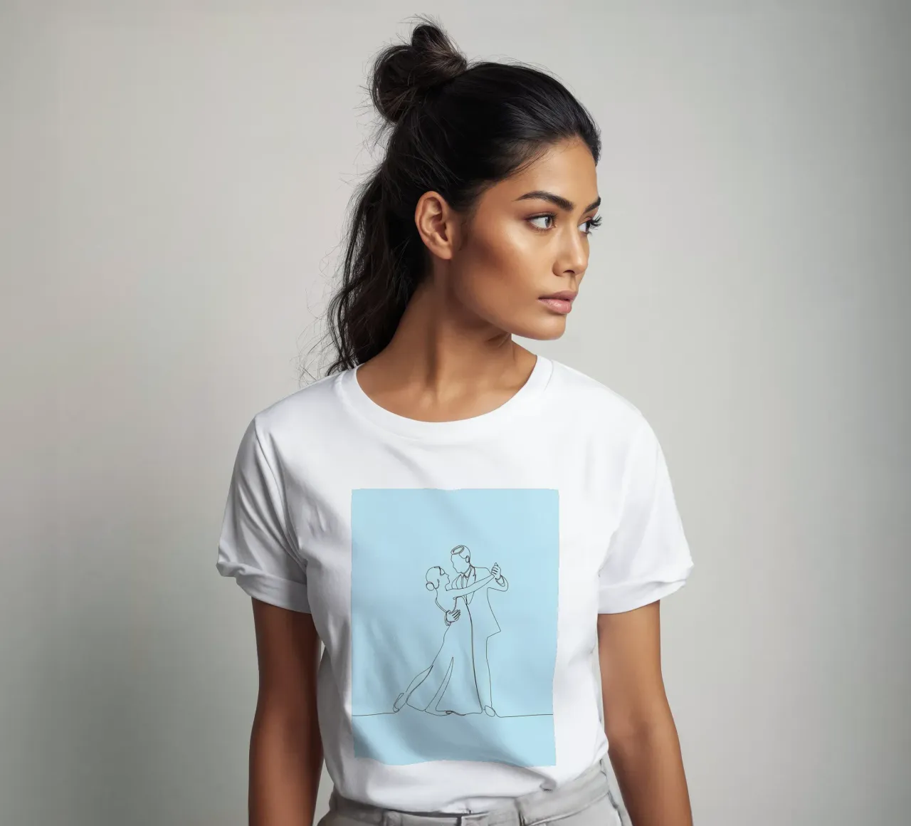 Couple Dancing - Minimalist Line Art t-shirt by Viv Line Art