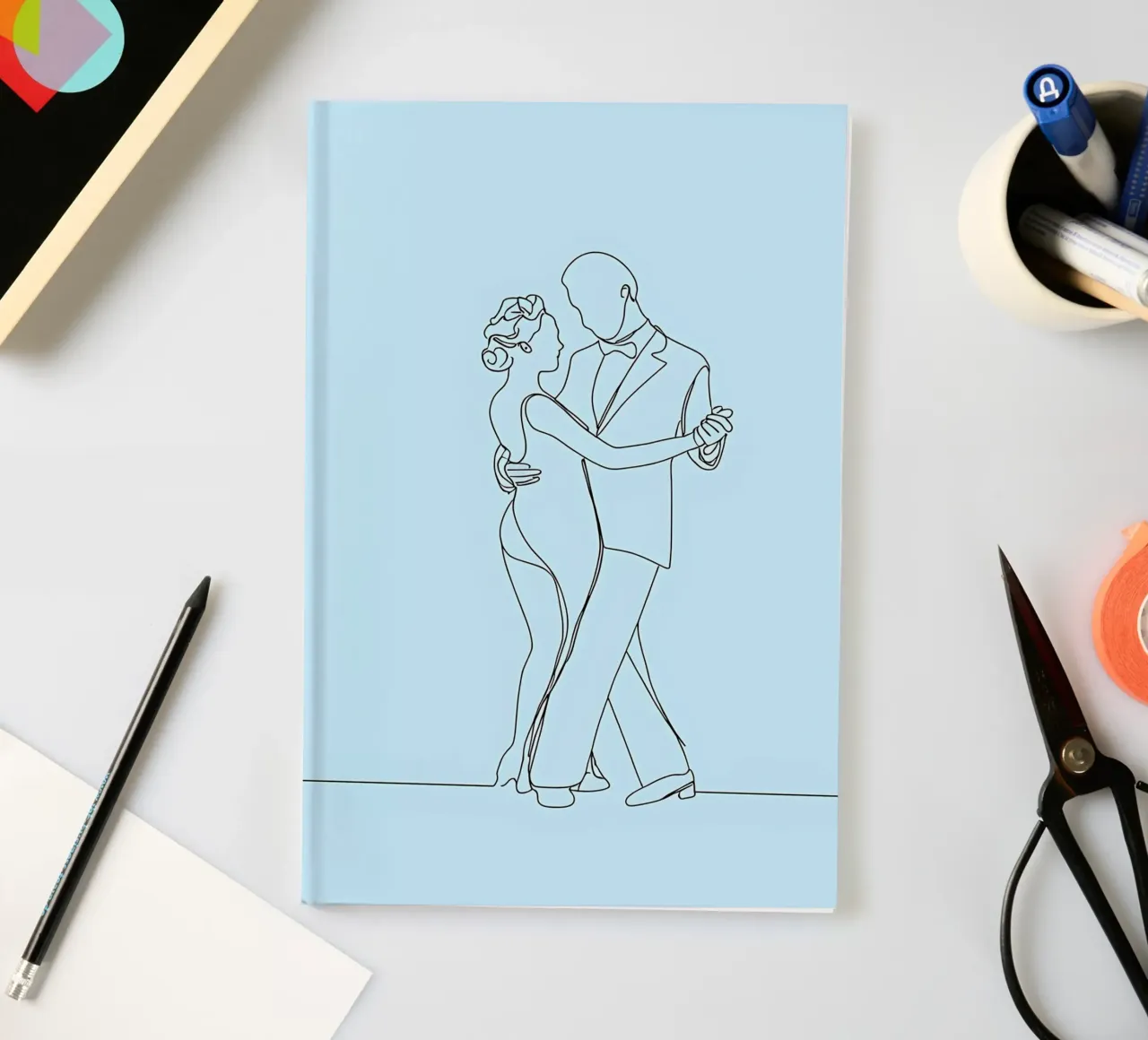 Couple Dancing - Minimalist Line Art notebook by Viv Line Art