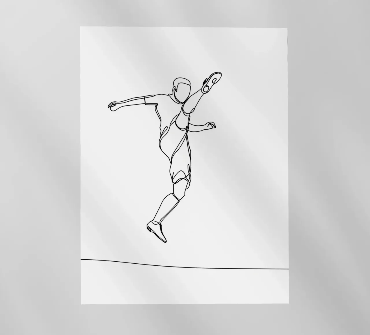 Giocatore di calcio - Line Art minimalista pellicola backlit da Viv Line Art