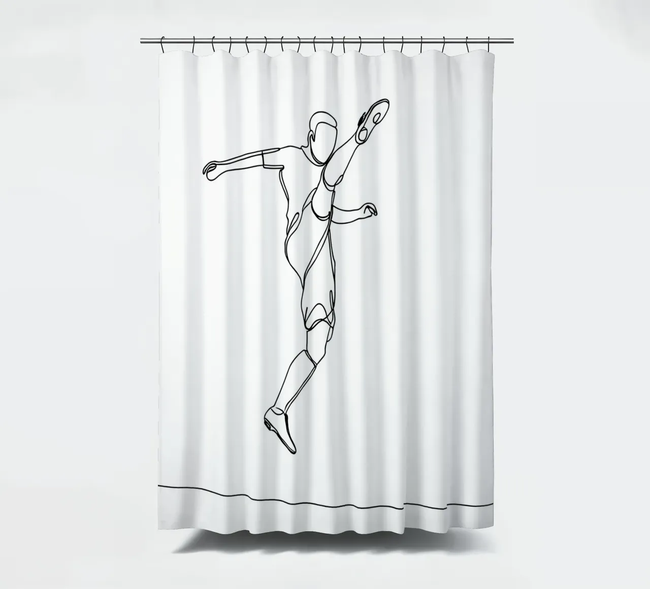 Soccer Player - Minimalist Line Art shower curtain by Viv Line Art