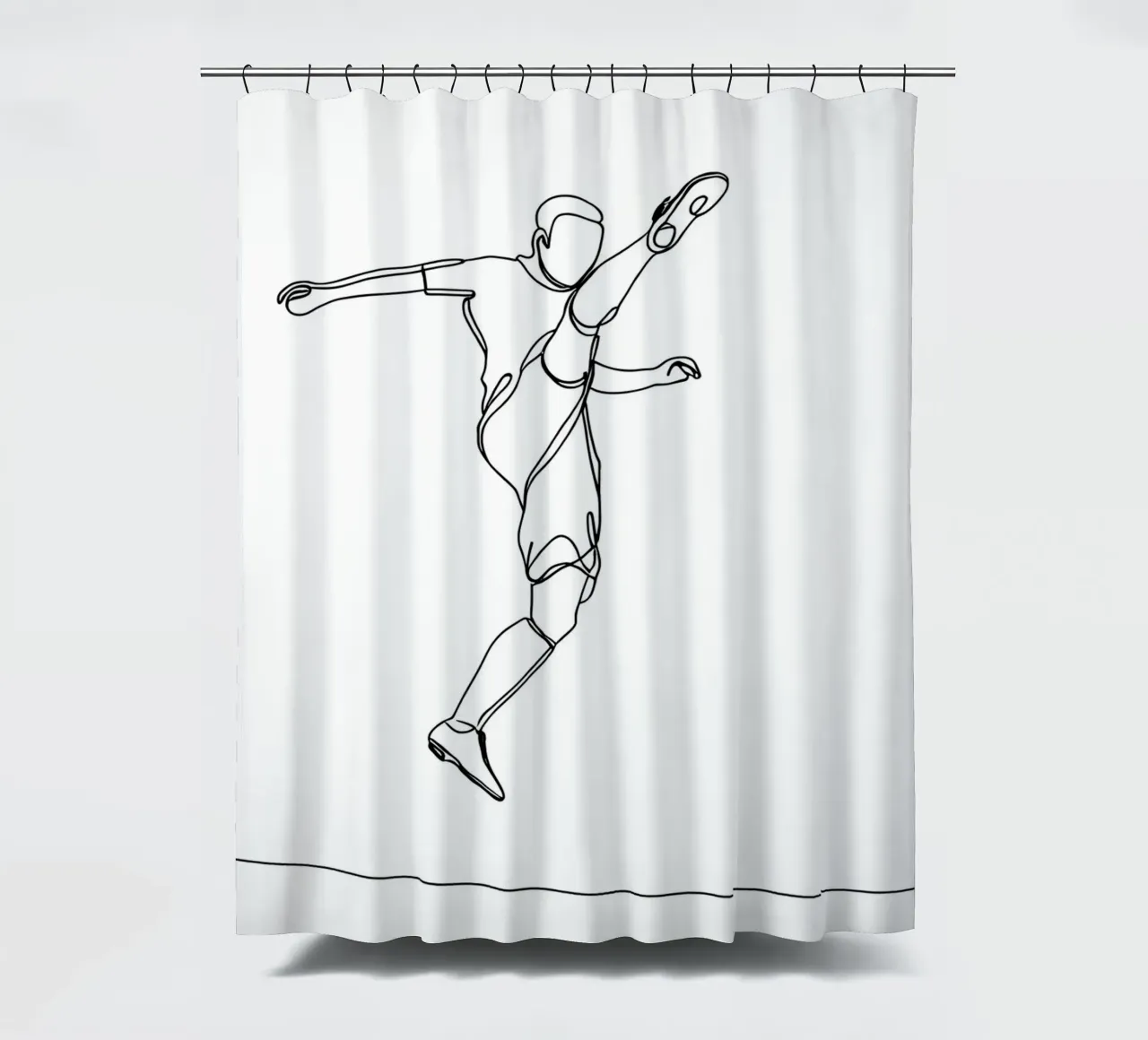 Soccer Player - Minimalist Line Art shower curtain by Viv Line Art
