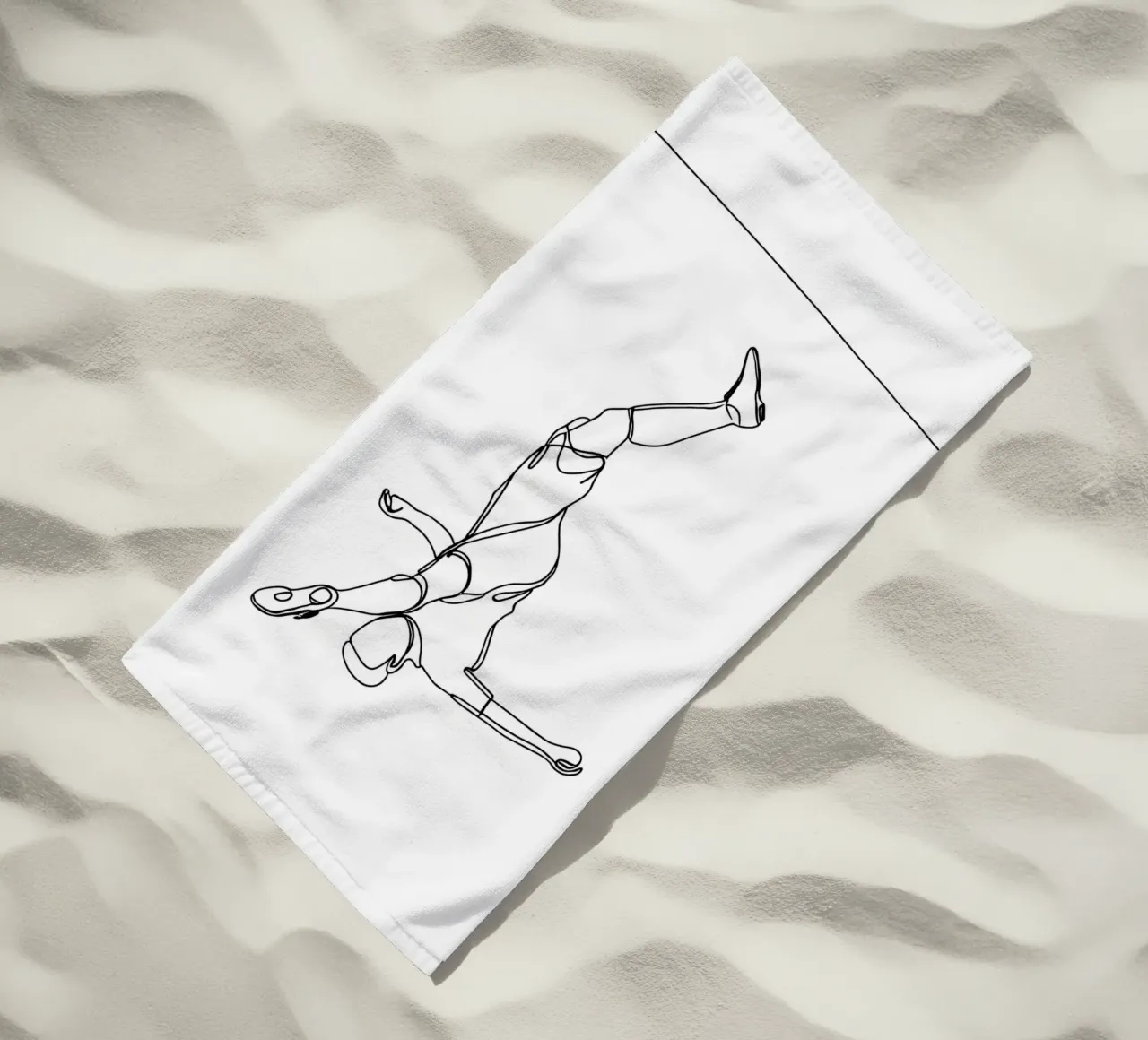 Giocatore di calcio - Line Art minimalista telo mare da Viv Line Art