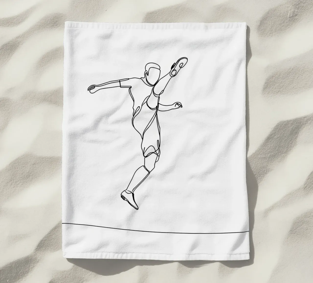 Giocatore di calcio - Line Art minimalista telo mare da Viv Line Art