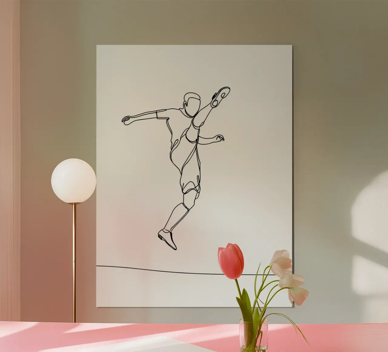 Giocatore di calcio - Line Art minimalista carta hahnemühle da Viv Line Art