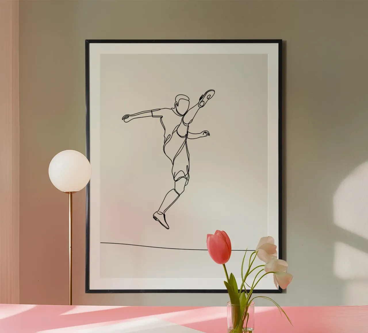 Giocatore di calcio - Line Art minimalista carta hahnemühle da Viv Line Art
